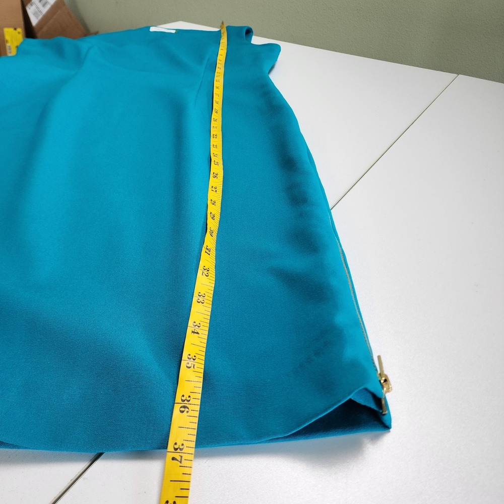 Calvin Klein Womens Teal Sleeveless Sheath Dress w Gold Side Zip Accents Size 6 - Picture 12 of 13